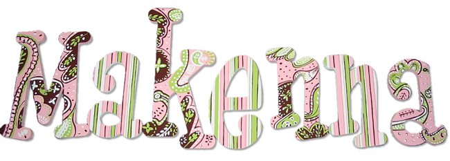 Pink and Brown Paisley Painted Wall Letters