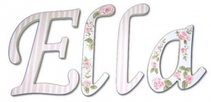 Roses and Stripes Hand Painted Wall Letters