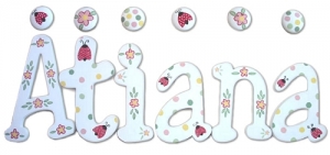 Ladybugs and Flowers Hand Painted Wall Letters