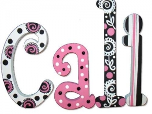 Pretty Pink n Black Hand Painted Wall Letters