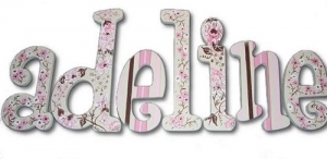 Pink and Brown Vintage Floral Hand Painted Wall Letters