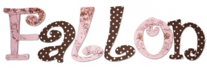 Pink and Brown Toile Dot Painted Wall Letters