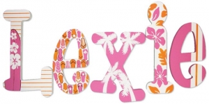 Pink and Orange Surf Painted Wall Letters