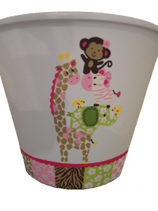 Painted Plastic Trashcan - Jungle Jill