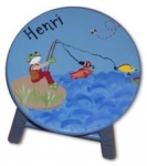 Hand Painted Wooden Stool - Boy Fishing